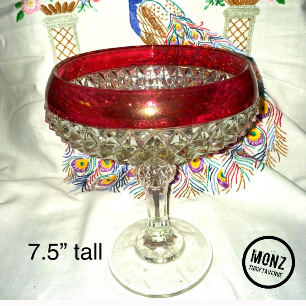 𝒱𝒾𝓃𝓉𝒶𝑔𝑒 Indiana~Glass Ruby Flash Compote Dish